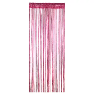 String Curtain Panel Spaghetti Tassel Curtain, 200cm x 90cm - Hot Pink