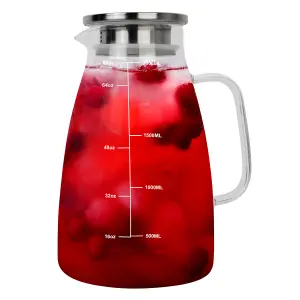 HEFTMAN Glass Jug & Lid Heat Resistant - 2L