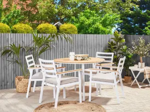 Set of 4 Garden Chairs with Cushions CAVOLI Metal Beige