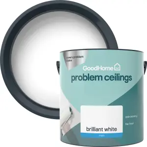 GoodHome Problem ceilings Brilliant white Matt Emulsion paint, 2.5L