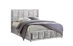 Birlea Hannover Double Ottoman Bed Steel Crushed Velvet