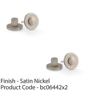 2 PACK - Industrial Hex Thumbturn & Release Lock - Satin Nickel - Bathroom Door WC