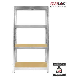 RB BOSS Garage Shelving Units FastLok 4 Shelf MDF Galvanised Steel (H)1600mm (W)750mm (D)350mm, Pack of 2