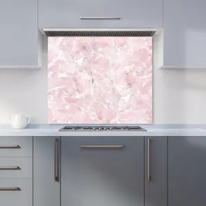 Polished Pink Quartz Effect Premium Glass Kitchen Splashback W600mm x H600mm