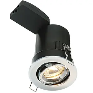 FIRE RATED GU10 Lamp Ceiling Down Light Chrome PUSH FIT FAST FIX Adjustable Tilt