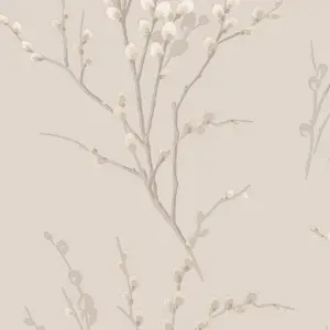 Laura Ashley Willow Dove grey Floral Smooth Wallpaper Sample