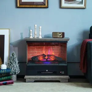 Costway 27" Freestanding Fireplace 2000W Electric Fireplace Heater W/ 3-Level Vivid Flame