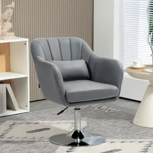 HOMCOM Stylish Retro Swivel Tub Chair Steel Frame Cushion Seat Dark Grey