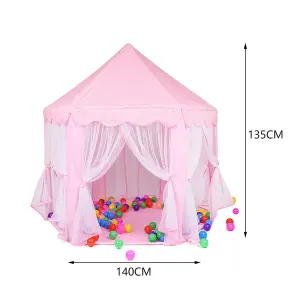 Pink Kids Play Tent Hexagonal Playhouse Castle Teepee Tent for girls