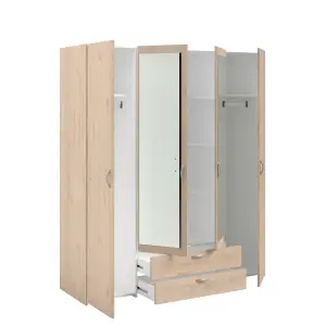 PARISOT DAILY 4 DOOR WARDROBE WITH MIRROR OAK EFFECT