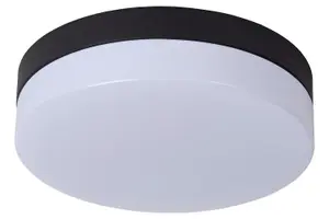 Lucide Biskit Modern Flush ceiling light Bathroom 23cm - LED - 1x12W 2700K - IP44 - Black