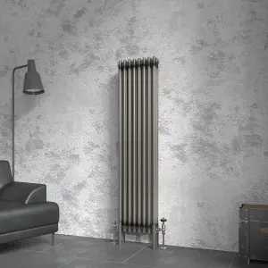 Right Radiators 1500x382 mm Vertical Traditional 3 Column Cast Iron Style Radiator Raw Metal