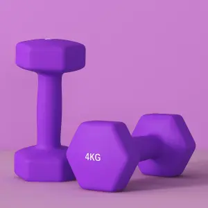 SPORTNOW Set of 2 Hexagonal Dumbbells Weights Pair, 2 x 4kg, Purple