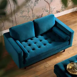 Henrietta 2-Seater Sofa, Teal Velvet - Daals - Sofas