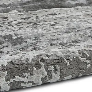 Grey Abstract Modern Easy to Clean Rug For DiningRoom Bedroom and Living Room -120cm X 170cm