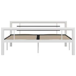 Berkfield Bed Frame White and Black Metal 120x200 cm