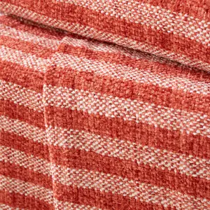 Catherine Lansfield Stripe Chenille 130x170cm Blanket Throw Terracotta