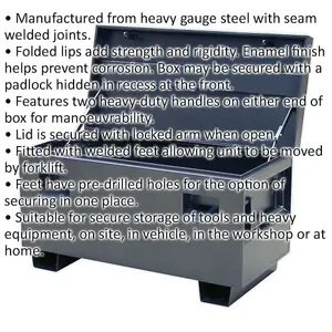 Heavy Duty Steel Truck Box with Locking Mechanism and Recessed Handles - 1065mm x 510mm x 595mm