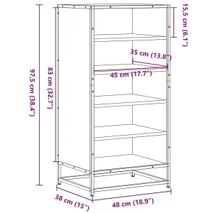 Berkfield Shoe Rack Grey Sonoma 48x38x97.5 cm Engineered Wood