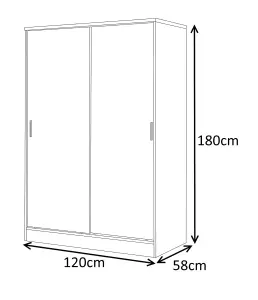 REFLECT XL 2 Door Sliding Wardrobe in Gloss Grey Door Fronts and Matt White Carcass