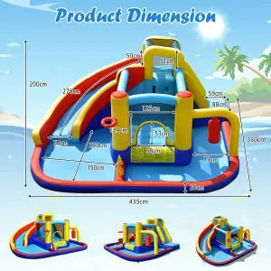 Costway Inflatable Kids Water Slide Wet Dry Bouncy Castle Center w/ 680W Blower