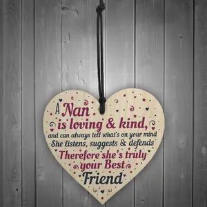 Red Ocean Gifts For Nan Birthday Christmas Wooden Heart Best Friend Gifts For Grandparent Plaque Keepsake