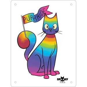 Spooky Cat Purride Tin Mini Plaque Rainbow (One Size)