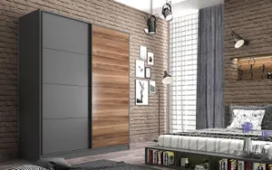 MILANO  Sliding Door Wardrobe Walnut, Anthracite