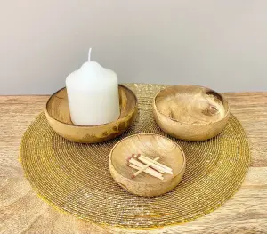 Mango Wood Round Bowls Three Piece