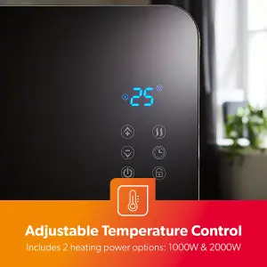 Geepas 2KW Smart Glass Panel Heater with Remote Control Alexa and Google Compatible