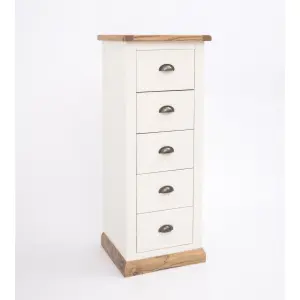 Tropea 5 Drawer Narrow Chest of Drawers Brass Cup Handle