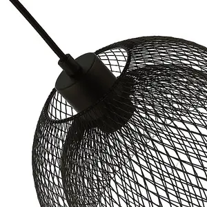 Industrial and Modern Double Mesh Wire 26cm Pendant Light Shade in Matte Black