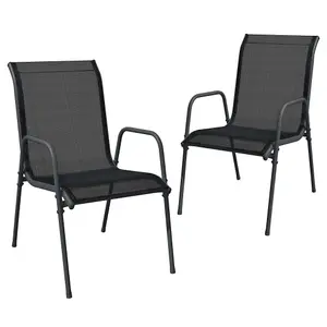 Berkfield Garden Chairs 2 pcs Steel and Textilene Black