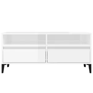 Berkfield TV Cabinet High Gloss White 100x34.5x44.5 cm Engineered Wood