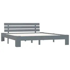 Berkfield Bed Frame Grey Solid Pine Wood 180x200 cm 6FT Super King