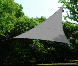 Kookaburra 5m Triangle Waterproof Silver Garden Patio Sun Shade Sail Canopy 98% UV Block with Free Rope