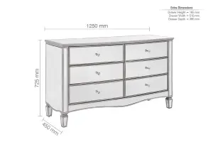 Birlea Elysee 6 Drawer Wide Chest Mirrored