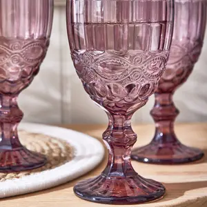 Set of 4 Vintage Luxury Rose Quartz Drinking Wine Glass Wine Goblets 350ml