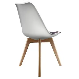 Soho White & Aubergine Plastic Dining Chair with Squared Light Wood Legs