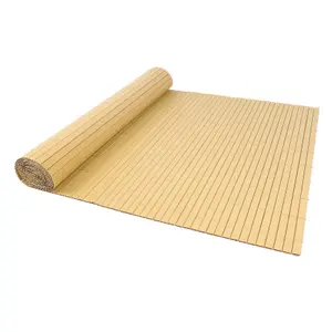 True Products Artificial Bamboo 20mm PVC Slat Screening Fencing Roll - Double Sided - 1.8m x 4m - Natural