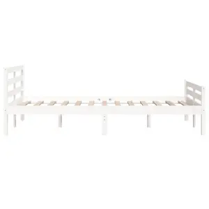 Berkfield Bed Frame White Solid Wood 150x200 cm King Size