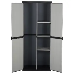 Berkfield Garden Storage Cabinet with 3 Shelves Grey&Black 68x40x168 cm