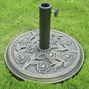 9kg Parasol Base Cast Iron Effect - Secure And Robust Design - Adjustable - Diameter: Approx. 45cm -