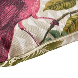 Pink Tropical Birds Outdoor Garden Cushion - 42 x 42cm