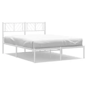 Berkfield Metal Bed Frame with Headboard White 140x200 cm