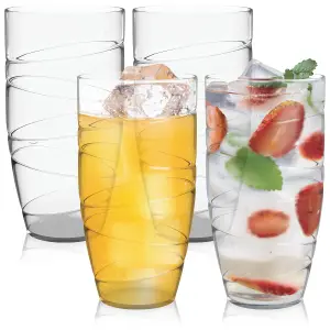 HEFTMAN Clear Swirl Acrylic Tumblers - Set Of 4