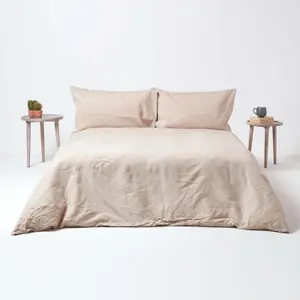 Homescapes Natural Linen Deep Fitted Sheet, Single