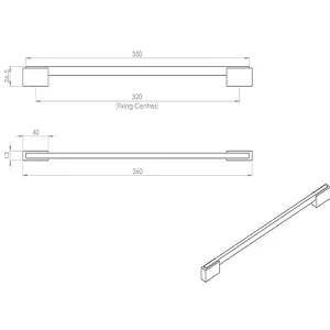 2x Thin Rectangular Bar with Recessed Plinths 320mm Centres Dual Chrome