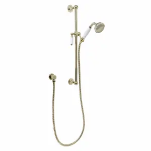 ENKI Gold Traditional Brass & Ceramic Shower Slider Rail Kit ES025