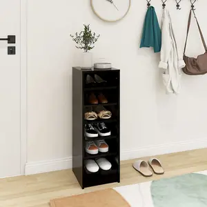 Berkfield Shoe Cabinet Black 31.5x35x90 cm Engineered Wood